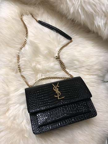 YSL Monogram Kate In Embossed Crocodile Shiny