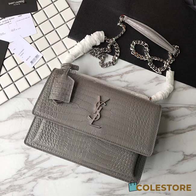 YSL Sunset Chain Wallet In Crocodile Embossed Shiny Leather 4858 - 1