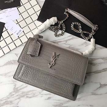 YSL Sunset Chain Wallet In Crocodile Embossed Shiny Leather 4858