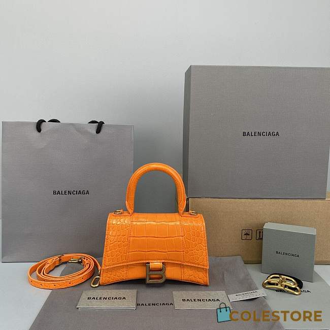 Colestore Balenciaga Hourglass Small Top Handle Bag In Orange  - 1