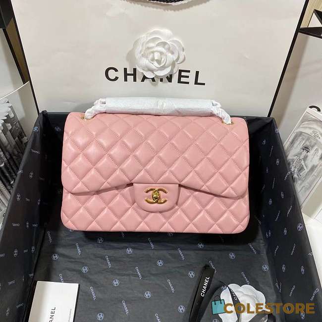 Chanel Lambskin Classic Flap Bag Pink - 1