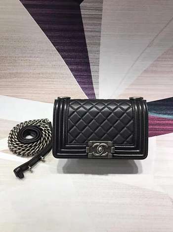 Chanel Matte Boy Bag 20cm Black With Sliver Hardware