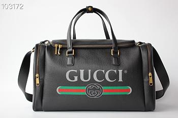 Gucci Women's Black Print Leather Travel Bag 46cm 