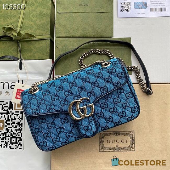 Blue Gucci Marmont Multicolour GG Canvas Small Shoulder Bag_ 443497_size: 26 x 15 x 7. 880780 - 1