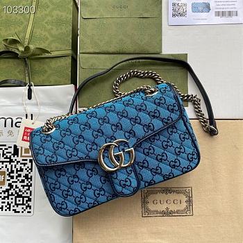 Blue Gucci Marmont Multicolour GG Canvas Small Shoulder Bag_ 443497_size: 26 x 15 x 7. 880780