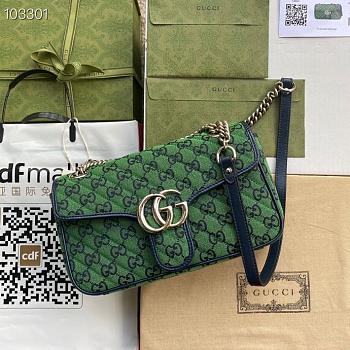Green Gucci Marmont Multicolour GG Canvas Small Shoulder Bag_ 443497_size: 26 x 15 x 7. 880780_ 443497_size: 26 x 15 x 7. 880780