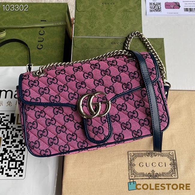 Pink Gucci Marmont Multicolour GG Canvas Small Shoulder Bag 26cm - 1