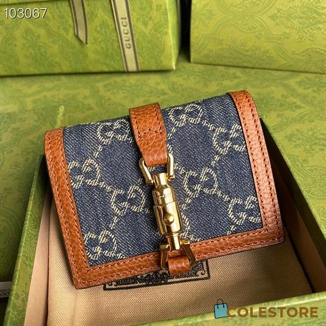 Gucci 1961 Jackie Denim Card Case Wallet_645536_size11× 8.5x 3cm - 1