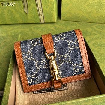 Gucci 1961 Jackie Denim Card Case Wallet_645536_size11× 8.5x 3cm