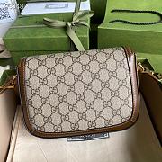 Brown Leather Trim Beige Gucci Horsebit 1955 mini bag 20.5cm - 3
