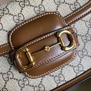 Brown Leather Trim Beige Gucci Horsebit 1955 mini bag 20.5cm - 5