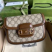Brown Leather Trim Beige Gucci Horsebit 1955 mini bag 20.5cm - 6