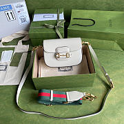White Leather Beige Gucci Horsebit 1955 mini bag  658574 Size: 20.5x14x5cm - 1