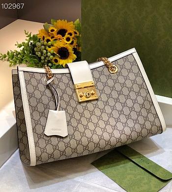 Gucci White Leather Padlock GG medium shoulder bag 479197 Size 35cm