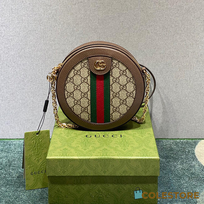 Gucci Beige/Ebony Supereme Ophidia Mini GG Round Shoulder Bag 18cm - 1