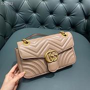 Dusty pink matelassé chevron leather GG Marmont 26cm - 3