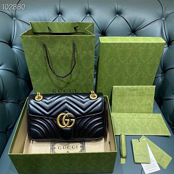 Gucci Marmont Small Matelassé Black 443497 Size 26cm