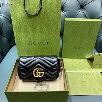 Gucci Black Marmont Matelassé Leather Super Mini Bag 16.5cm