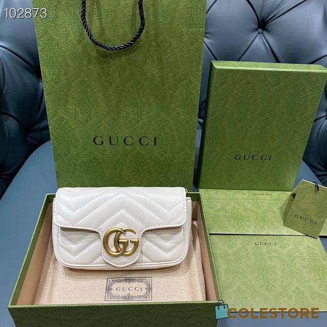 Gucci White Marmont Matelassé Leather Super Mini Bag 16.5cm - 1