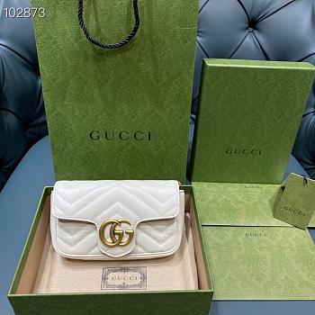Gucci White Marmont Matelassé Leather Super Mini Bag 16.5cm