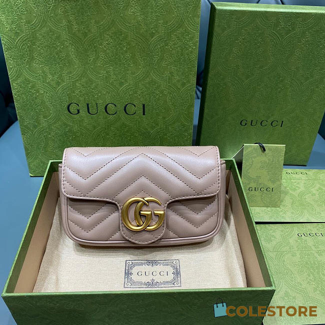 Gucci Marmont Matelassé leather super mini bag Pink 16.5cm - 1
