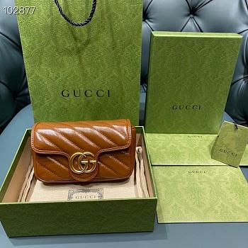 Gucci Marmont Matelassé leather Super Mini Bag Brown 16.5cm