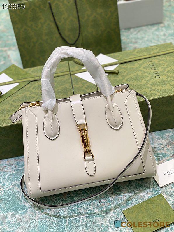 White leather Jackie 1961 medium tote bag_ 649016_ Size: 30×24×12cm980880 - 1