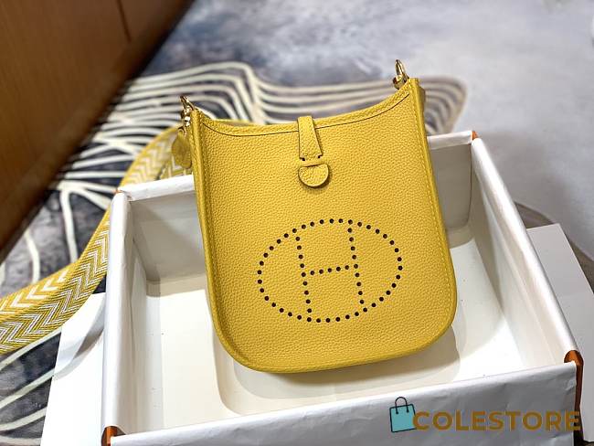Hermes Evelyne TPM Bag Jaune Ambre Clemence Leather Gold Hardware_Size 17x18cm - 1