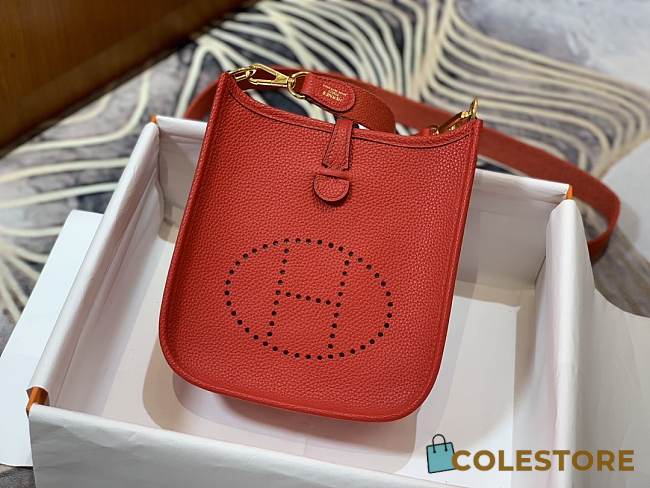 Hermes Evelyne 16 Mini TPM Hand Bag Leather Red_Size 17x18cm - 1
