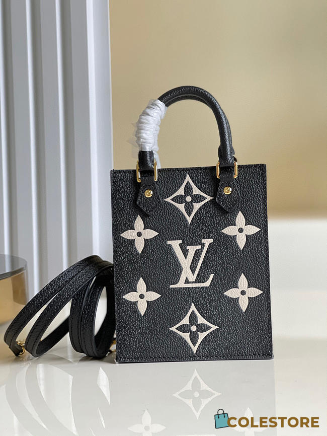 Louis Vuitton Petic Sac Plat Bag Black Bicolor Monogram Empreinte Size 14cm - 1