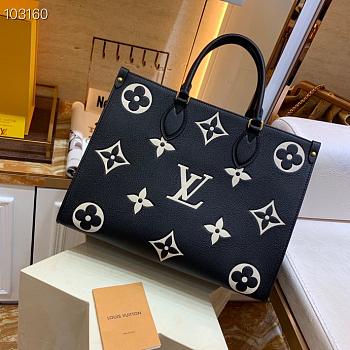 Louis Vuitton Onthego Monogram Empreinte Leather In Black 35cm
