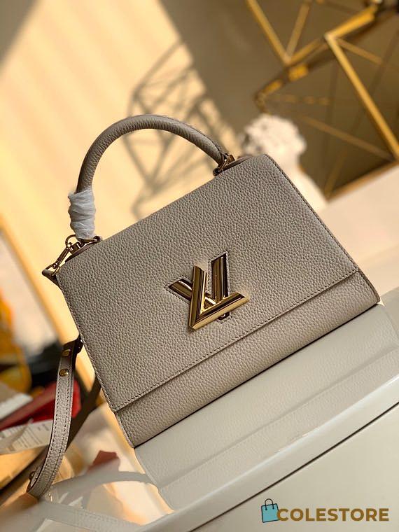 Louis Vuitton Twist One Handle Pm Bag Taurillon Leather In Greige