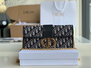 Dior 30 Montaigne Bag Blue Dior Oblique Jacquard M9203 Size 27cm