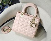 MediumLady Dior BAG Dusty Pink Cannage Lambskin M0565 Size 24cm - 1