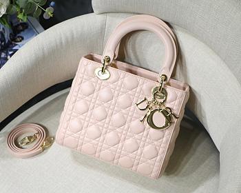 MediumLady Dior BAG Dusty Pink Cannage Lambskin M0565 Size 24cm