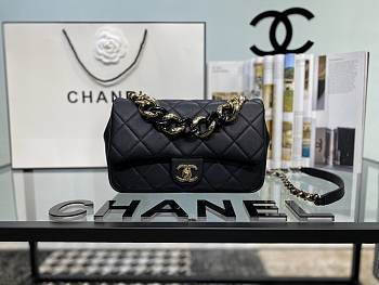 Chanel Mini Flap With Grained Calfskin & Gold-Tone Metal Black AS1353 16cm