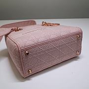 Dior Medium Lady D-Lite Bag In Bois De Rose Cannage Embroidery M0565 Size 24x20x11cm - 4