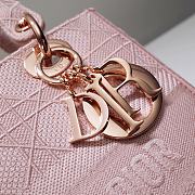 Dior Medium Lady D-Lite Bag In Bois De Rose Cannage Embroidery M0565 Size 24x20x11cm - 5