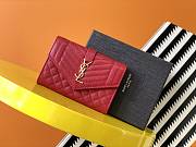 YSL Monogram Envelope Bag In Vinyle Shiny Red 651026 Size: 13,5cm  - 1