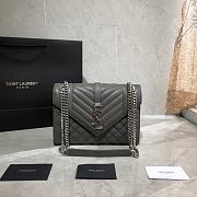 YSL Envelope Medium Bag In Mix Matelassé Grain De Poudre Embossed Leather 487206 Size: 24×17.5×6cm - 1
