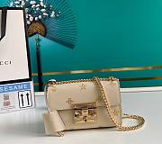 Gucci White Leather Padlock Bee Star Small Shoulder Bag ‎‎20cm  - 1