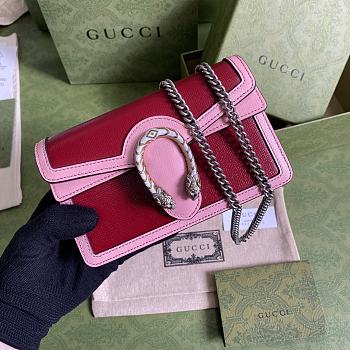 Gucci Dionysus Super Mini Bag In Red&Pink Leather 476432 Size 16.5cm