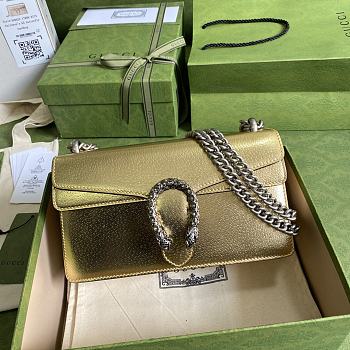 Gucci Dionysus Small Shoulder Bag In Gold Lamé Leather 499623 Size 25cm.