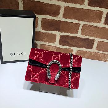 Gucci Dionysus GG Velvet Super Mini Bag In Red Velvet 16.5cm