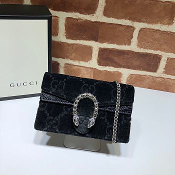Gucci Dionysus GG Velvet Super Mini Bag In Black Velvet 16.5cm