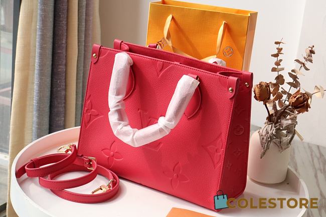 Louis Vuitton Onthego Monogram Medium Tote Bag In Red 28cm - 1