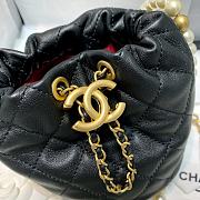 Chanel Mini Drawstring Bag Artificial Pearl & Gold Black AS2529 Size 12x12x12cm - 6