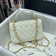 Chanel Mini Flap Bag With Top Handle In White AS2431 Size13×20×9cm - 4