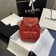 Chanel Classic Flap Quilted Backpack Caviar Bag In Red AS1371 Size: 21.5X24X12cm - 1