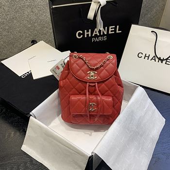 Chanel Classic Flap Quilted Backpack Caviar Bag In Red AS1371 Size: 21.5X24X12cm